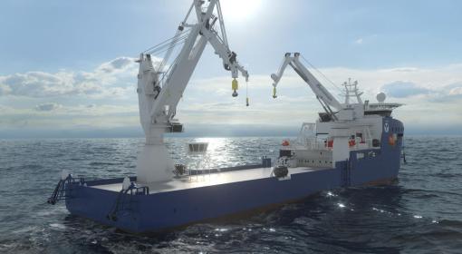 豪氏威马为东洋建设株式会社的铺缆船配备两台深水作业起重机