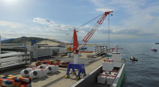Huisman launches 700mt Travelling Quayside Crane for handling wind turbine components