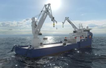 豪氏威马为东洋建设株式会社的铺缆船配备两台深水作业起重机